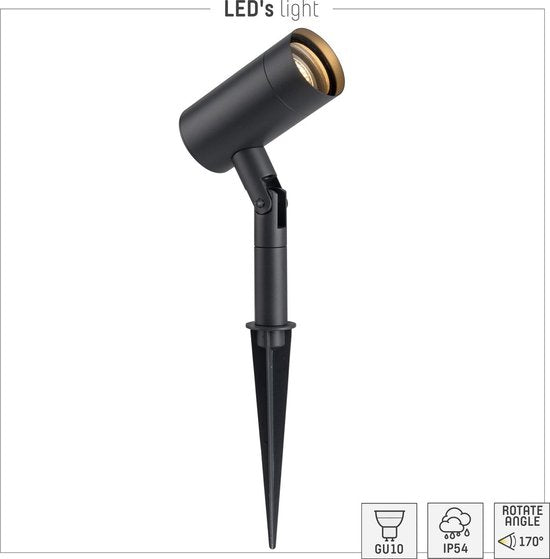LED's Light LED Gartenstrahler mit Erdspieß - Drehbar - Alden GU10 - Anthrazit - Gartenleuchten - Stechstrahler - Stechstrahler im Freien - Gartenstrahler - Gartenstrahler