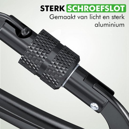 Travelhawk Karabiner - Musketonhaken mit Schraubverschluss - Karabiner Schlüsselanhänger - Aluminium - Schwarz