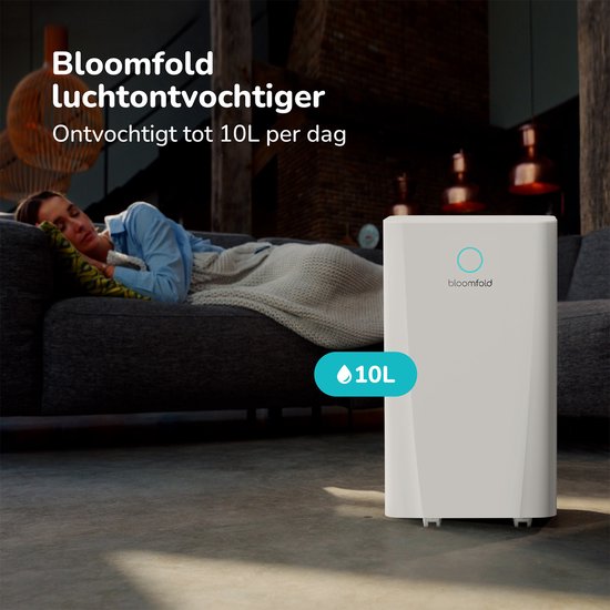 Bloomfold Luftentfeuchter - 10L pro Tag - Wohnzimmer, Schlafzimmer, Keller & Badezimmer - Luftentfeuchter - Weiß