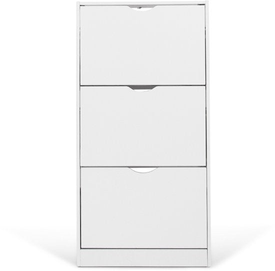 Milton Oldbrook Schuhschrank Prato – 3 Ebenen – für bis zu 18 Paar Schuhe – 60 x 24 x 119 cm – Weiß