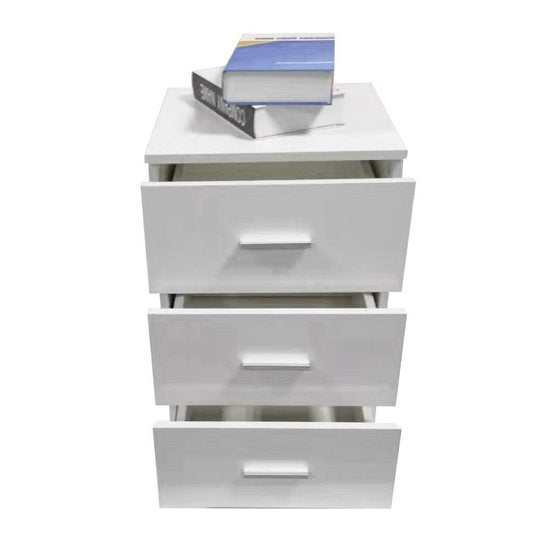 Nachttisch Dielenschrank 3 Schubladen 63 cm hoch weiß