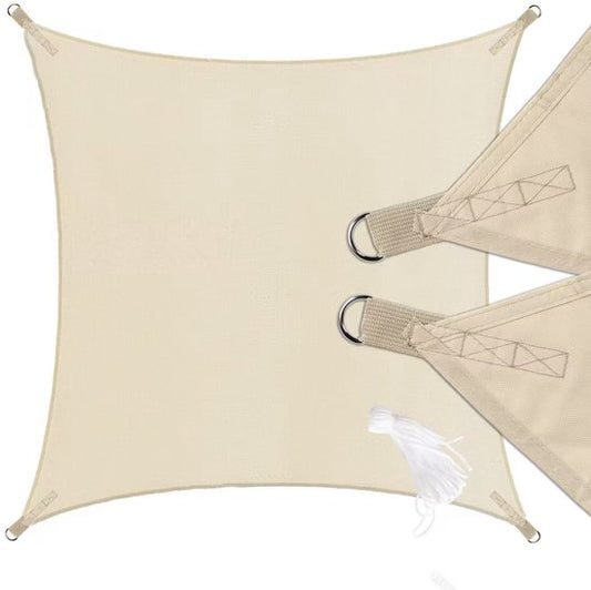 O'DADDY® Schattentuch 4x3m Rechteck - Sonnensegel - Sonnenschutznetz - Markise mit Befestigungsmaterial - Wasserdicht - UV30 Sonnenschutz - Beige