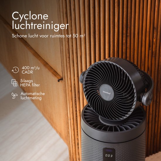 Bloomfold Ventilator und Luftreiniger Cyclone – H13-HEPA-Filter & UVC-Licht – 400 m³/h CADR – Luftreiniger – Medizinische Filterklasse gegen Pollen und Feinstaub