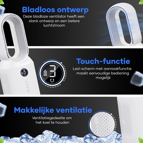 MATTI® Tischventilator - Standventilator - Kabellos - 8 Stunden Laufzeit - Inkl. Nachtlicht - Weiß