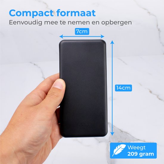 Nuvance - Powerbank 10000 mAh - Schnellladegerät - Kompaktes Design - 2x USB, USB-C & Micro USB - Universal Powerbanks für Smartphones, Tablets & Gadgets - Externer Akku - Schwarz