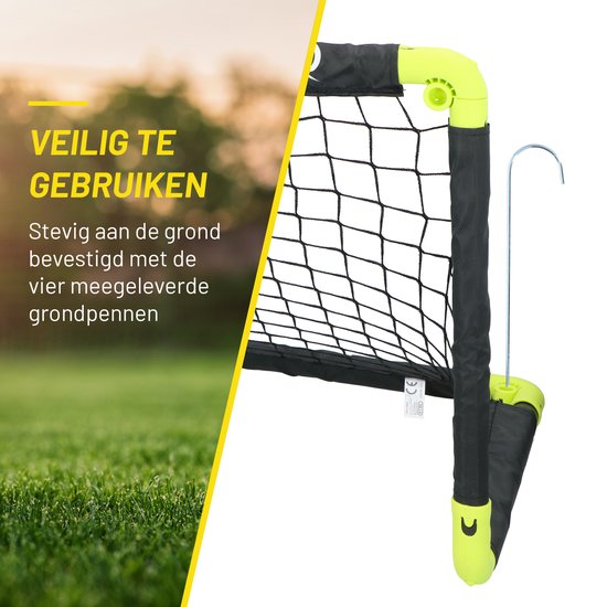 Dunlop - Fußballtor Set - Zwei Stück - Fußbälle - Klappbar & Leicht - Schwarz