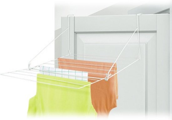 BRASQ Wäscheständer hängend weiß - 5 Meter - Wäscheständer für Tür und Balkon - Faltbarer Wäscheständer - Wandtrockengestell - Hängendes Trockengestell - 53x71x27 cm