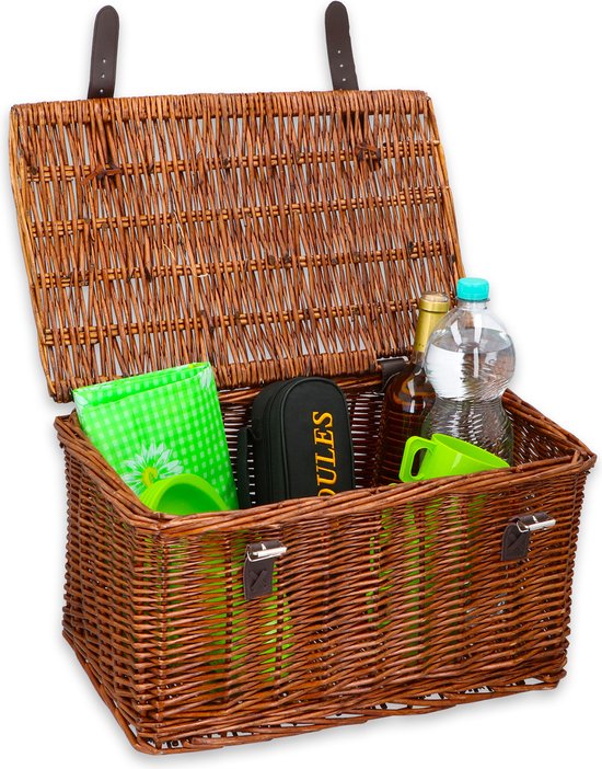 Bicycle Gear Wicker Bike Basket Front - Rattan Bike Basket Handlebar 30L - Baker Basket 45 x 30 x 25 cm - Fahrradzubehör Erwachsene - Fahrradkorb für Oma Bike, City Bike oder Transport Bike