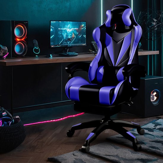 Bayt Gaming Stuhl - Gaming Stuhl - Komfort Gamer Stuhl - Schwarz und Dunkelblau