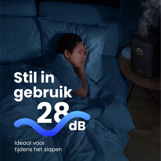 Auronic Luftbefeuchter - 4 l Fassungsvermögen - Mit Aromatherapie und Nachtmodus - BPA-frei und flüsterleise - 360-Grad-Düse - Kunststoff - Schwarz