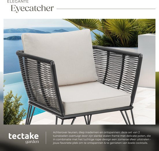 tectake 2er-Set Garten-Lounge-Sessel Sundo im Rope-Design - Komfort und Stil - Loungesessel