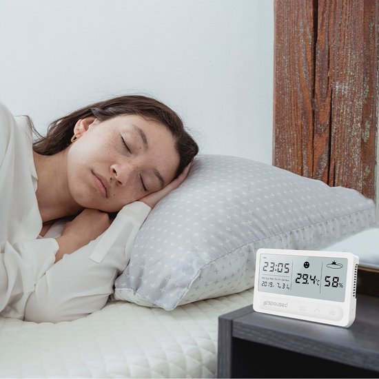 Spoused Digital Hygrometer - Raumthermometer - Luftfeuchtigkeitsmesser - Wetterstation - Weiß