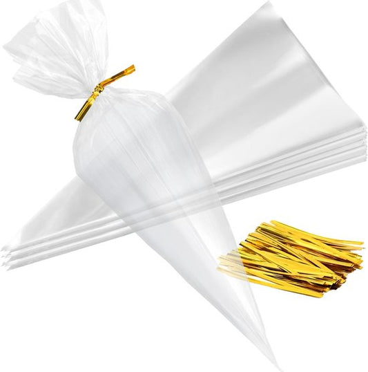 Feestio Sharing Bags Gourmet Bag - 200 Stück - Süßigkeiten Taschen - Treat Bags Kinder Party - Cellophan Taschen Transparent - Geschenk-Taschen - Süßigkeiten Tasche