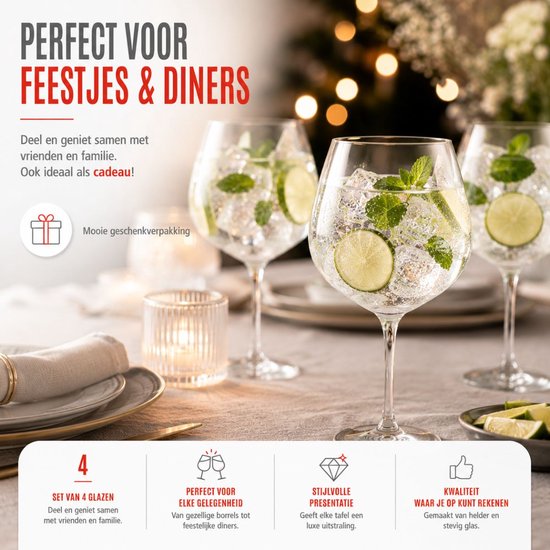 alpina Cocktailgläser, 4er-Set – Gläser für Gin Tonic, Aperol Spritz und Cocktails – Gin-Tonic-Glas 73 cl – Cocktail-Set – Glas