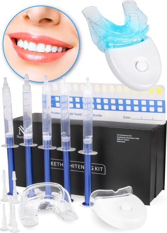 Nuvance - Zahnweiß-Kit - 5 Spritzen ohne Peroxid (0%) - Zahnaufheller - Zahnweiß-Kit - Weiße Zähne