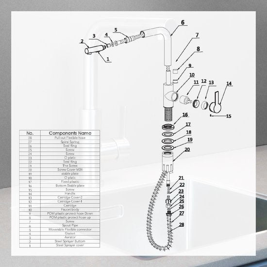 Edelstahl Küchenarmatur mit ausziehbarer Handbrause - Mischbatterie mit ausziehbarem Auslauf - Design-Armatur von Mizzo Design
