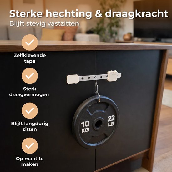Nuvance Kindersicherung Schränke - 6 Stück - Kindersicherung für Schränke - Schranksicherung für Kinder - Babysicher - Weiß
