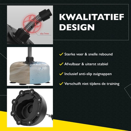 Zoluko Professional Boxing Ball on Foot - Inkl. E-Book - Verstellbare Höhe 120-160cm - Für drinnen und draußen - Boxtrainer - Boxing Ball on Stand - Boxing Set - Boxing Ball Standing - Boxen - Home Sports - Boxing Pole - Schwarz