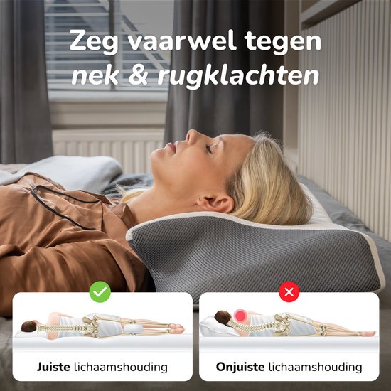 Anti-Schnarch-Kissen - 2er-Pack - Ergonomisch & orthopädisch - Für jede Schlafposition - Kissen gegen Apnoe - Memory Foam Seitenschläfer - 60x40 cm - Alyze