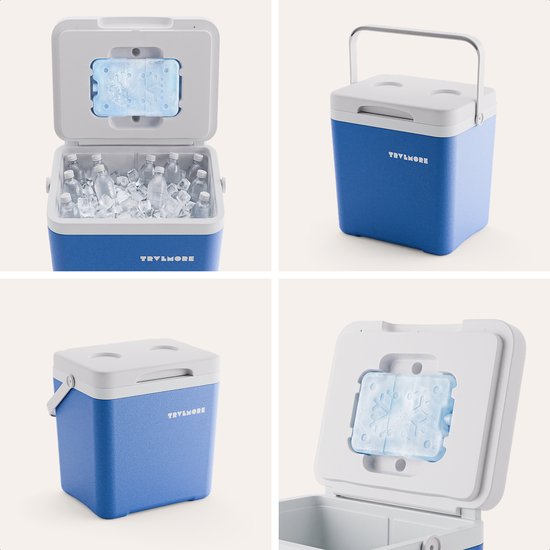 TRVLMORE Cool Box 14L - 47 Stunden Kühlung - Kühlbox - Inklusive Kühlelement - Cool Box Small - Blau