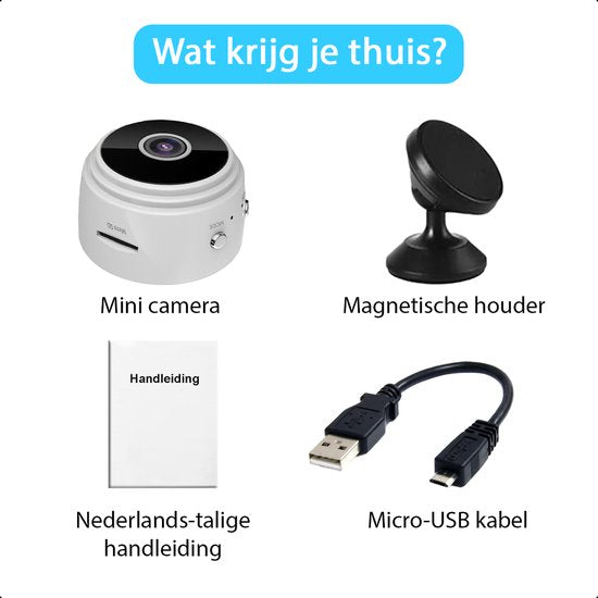 Tech Essentials Mini Hidden Spy Camera - 1080P - Mit WiFi APP - Micro Secret Security Camera - Indoor - Spy - Eavesdropping - Weiß