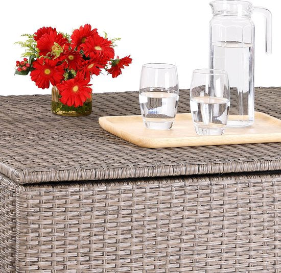 Casaria Polyrattan-Kissen-Box - 318 L mit Deckel - 75x75x70cm Beige