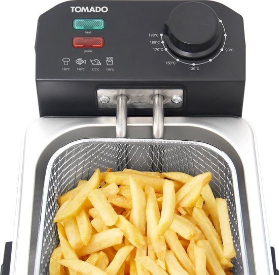Tomado TDF3000S - Fritteuse - 3 Liter Fassungsvermögen - Kaltzonenfritteuse - 2000 Watt - Edelstahl