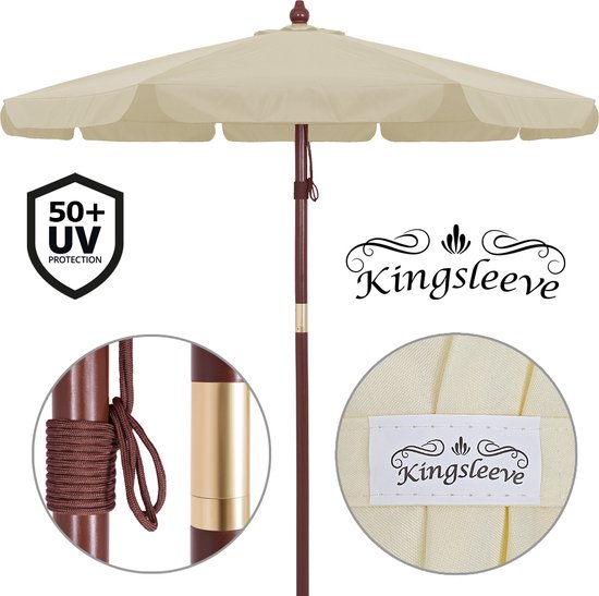 Kingsleeve Sonnenschirm 330 cm – UV-Schutz 80+ – Wasserabweisend – Cremefarben