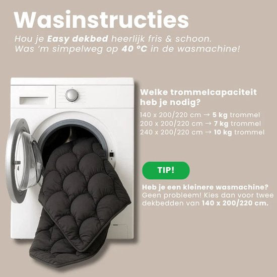 Dekbed-Discounter – Sleeptime Lazy waschbare Bettdecke 140 x 200 cm – Inklusive 1 Kissenbezug – Waschbar bei 40 Grad – Ganzjahres-Bettdecke – Mado