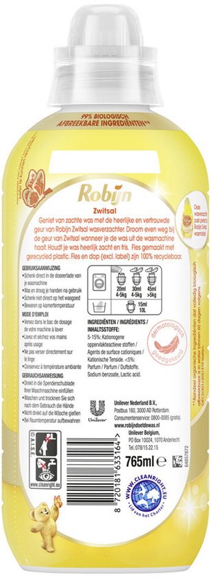1 x Robijn – Weichspüler – Zwitsal-Duft – 765 ml – Kaffeemaschine