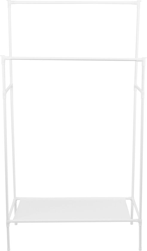 Ceruzo Kleiderständer Metall --Doppelstab- 80x43x147 - Weiß - Vliesstoff-Schuhe Regal