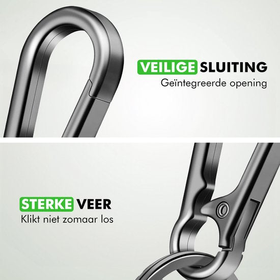 Travelhawk Karabiner Schlüsselanhänger - mit Schlüsselring - 3 Stück - Musketonhaken mit Karabiner - Karabiner Schlüsselanhänger - Aluminium - Silber