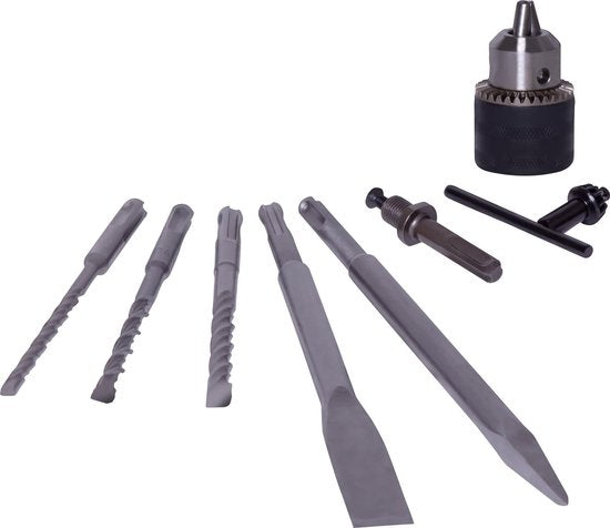 VONROC Bohrhammer 800W - 3 Joule - SDS plus - 4 Funktionen - inkl. Getriebekopf und Zubehör