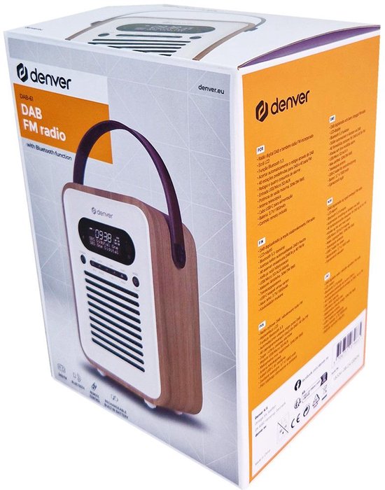 Denver Retro Radio DAB+ - FM - Bluetooth - Weckerfunktion - Holz/Weiß
