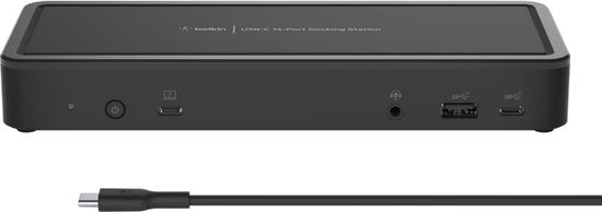 Belkin USB-C Triple Display Dock MST- 14-Port USB-C Docking Station, 65 W Power Delivery, 4K Display, 2x HDMI, 2x DisplayPort, 3x USB-C, 5x USB-A und 1x Gigabit Ethernet, USB-C Dock für Chromebook, Windows PCs, XPs und mehr
