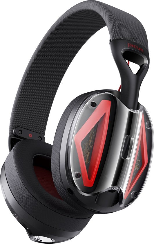 Picun G1 - 2.4GHz Wireless Gaming Headset - Over-Ear-Kopfhörer - Mit Mikrofon - PC/PS4/PS5/Nintendo Switch - Schwarz rot