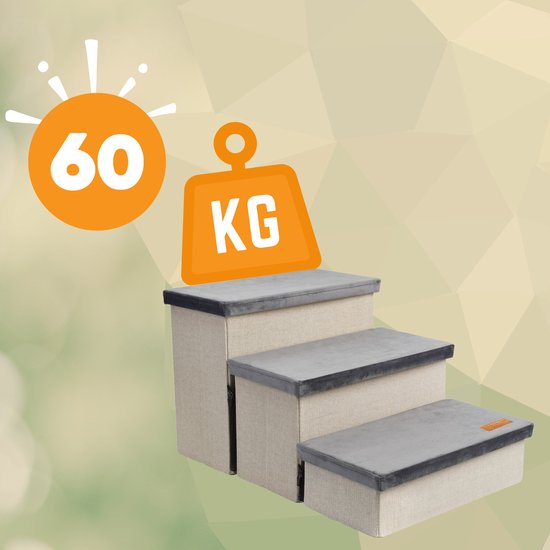 Hundetreppe Stabile Hundetreppe - Für Hunde mit Ablage - Für Sofa oder Bett - Bis zu 60 kg - Anthrazit - Universal
