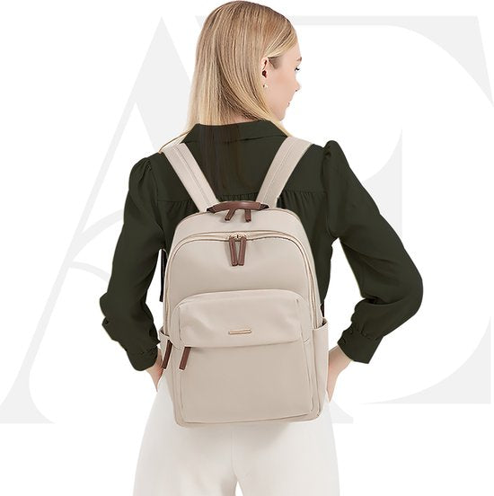 Aramae® - Rucksack Damen - Laptoptasche 15.6 Zoll - Rucksack Damen - Rucksack Mädchen - Rucksack Beige - Schultasche