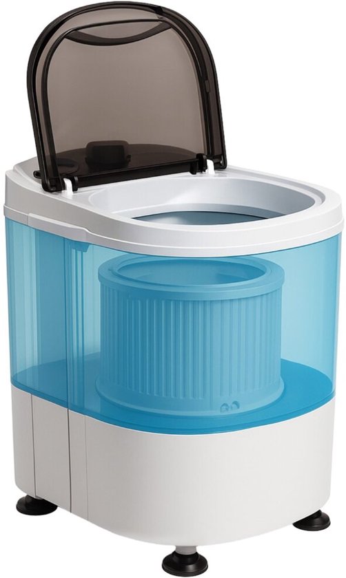 Vonia Mini Washer - Kleine Waschmaschine - Mit Wäscheschleuder und Top-Loading - Waschkapazität 2,6 kg - Energieeffizient - Weiß/Blau