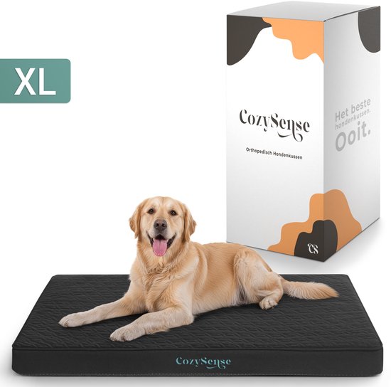 CozySense® - Orthopädisches Hundekissen 100 X 70 Cm - Größe XL - Wasserdicht - Geeignet als Sitzkissen & Hundebett - Schwarz