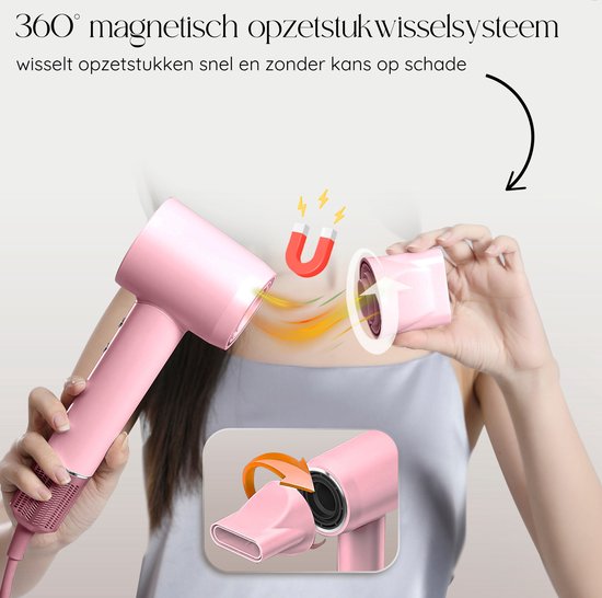 Sansbeauté® Haartrockner mit Diffusor - Locken - 110.000 U/min - Ionen-Haartrockner mit Bürste - 3 Stufen - 3 Aufsätze - Reisehaartrockner - Coolshot - Haartrockner mit Diffusor - Haartrockner - 2000W - EssentiaPRO®