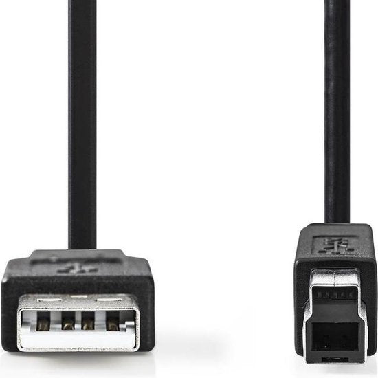 USB-Kabel - USB 2.0 - USB-A Male - USB-B Male - 7,5 W - 480 MBit/s - Vernickelt - 1,00 m - Rund - PVC - Schwarz - Etikett