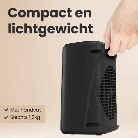 Auronic Heizlüfter Digital - Keramik-Heizgerät - Tragbar - 2000W Heizgerät - Schwarz
