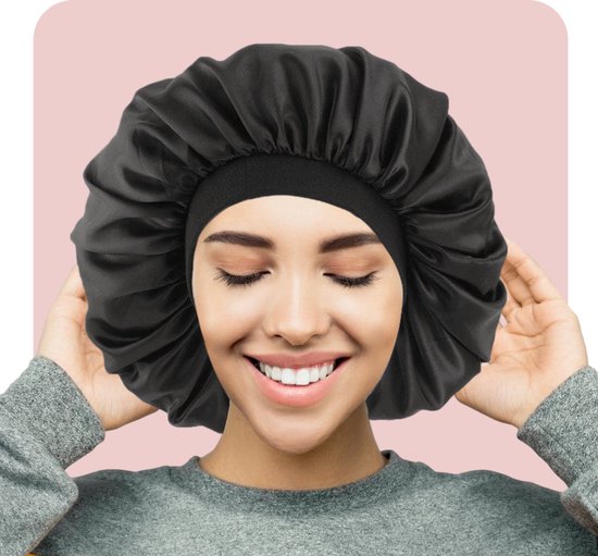 Beyeza Luxe Bonnet XL – Schlafmütze aus Satin – Haarpflege – Haarnetze – Elastisch – Satin – 2 Stück