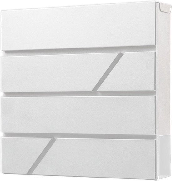 BRASQ Briefkasten Hanging White Deluxe - Wandbriefkasten mit Schloss und Zeitungsfach - Inkl. Befestigungsmaterial & 2 Schlüssel - Postkasten - Briefkasten - Edelstahl