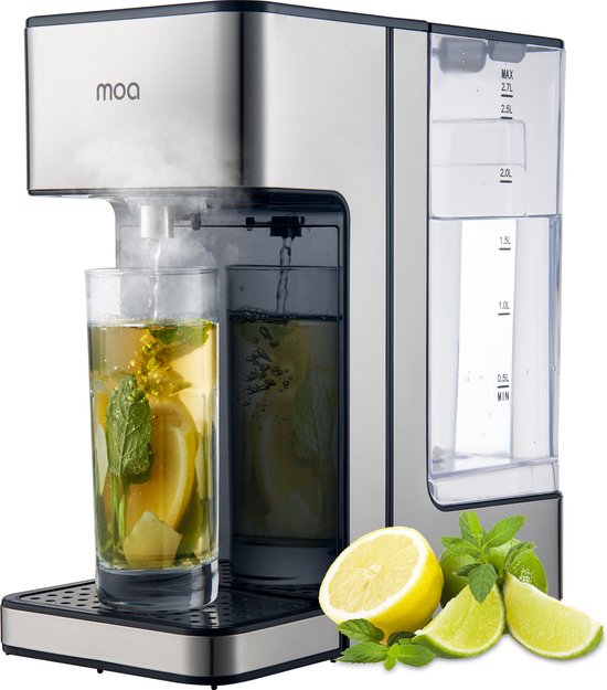 MOA Heißwasserspender 2.7L mit Temperaturkontrolle - 45-100°C - Heißwasserhahn - Milchfunktion - Instant-Wasserkocher - BPA-frei - Edelstahl - Silber