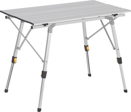 Rootz Campingtisch - Tragbarer Picknicktisch - Faltbare Oberfläche für draußen - Kompakter Reiseständer - Al Fresco Dining - Campingmöbel - Silber - 90x52.2cm