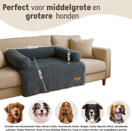 By Cee Cee Original Hundedeckenbank - Hundedeckenbank - Hundekorb - Premium - komplett abnehmbar - Dunkelgrau - 102x90 - Größe L