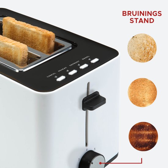Bourgini Tosti-Toaster mit Bagel-Funktion – Toaster mit Toastklammern – Weiß, mattes Finish – Extra breiter Schlitz, geeignet für 2 Tostis