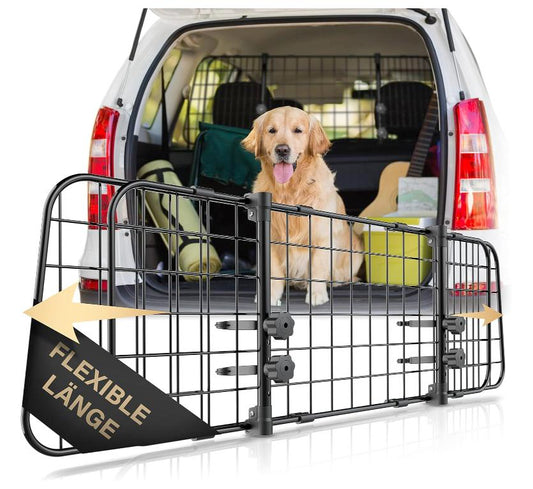 HELDENWERK Hundegitter Auto Universal - Stufenlos - Verstellbar - Für den Kofferraum - Einfache Montage - Stahl - Schwarz